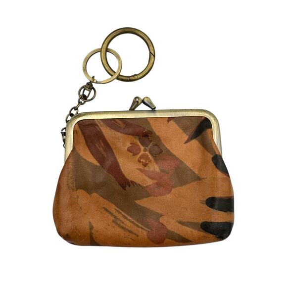 Patricia Nash Heritage Parisian Italian Leather Camo Kiss Lock Wallet Coin Purse - Picture 1 of 10